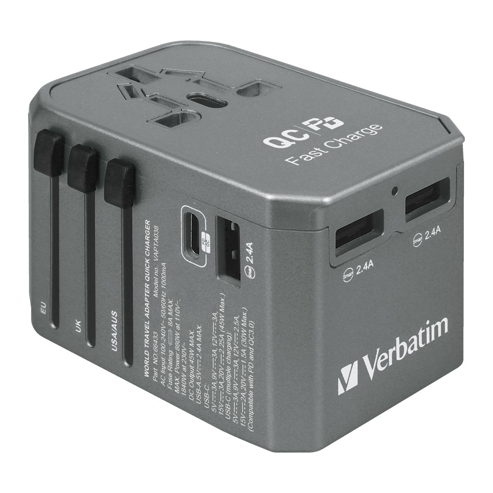 Verbatim 4 Ports 45W QC/PD旅行充電器 - Five 1 Store