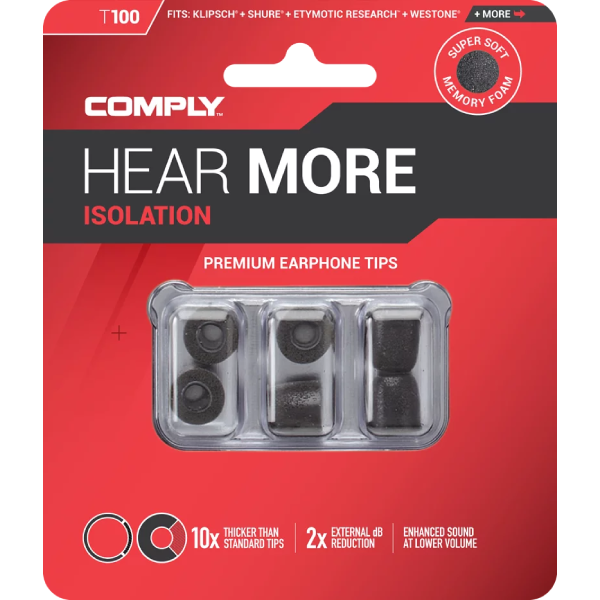 Comply Isolation T100 入耳式記憶耳綿 (3 Pairs)【香港行貨】