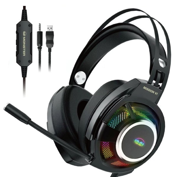 Monster Mission V1 Gaming Headset 7.1環繞音效頭戴式電競耳機【香港行貨】