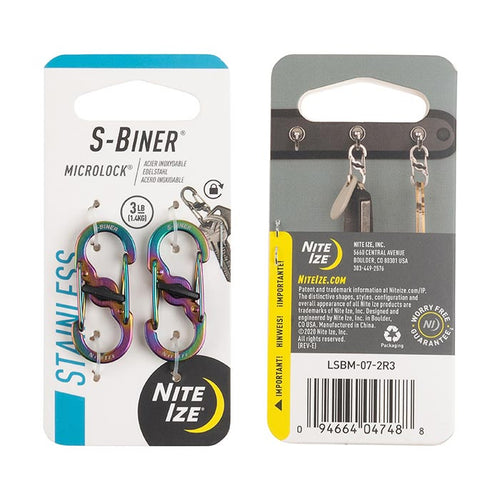 Nite Ize S-Biner® MicroLock® Stainless Steel (2pack) 迷你8字帶鎖不鏽鋼扣
