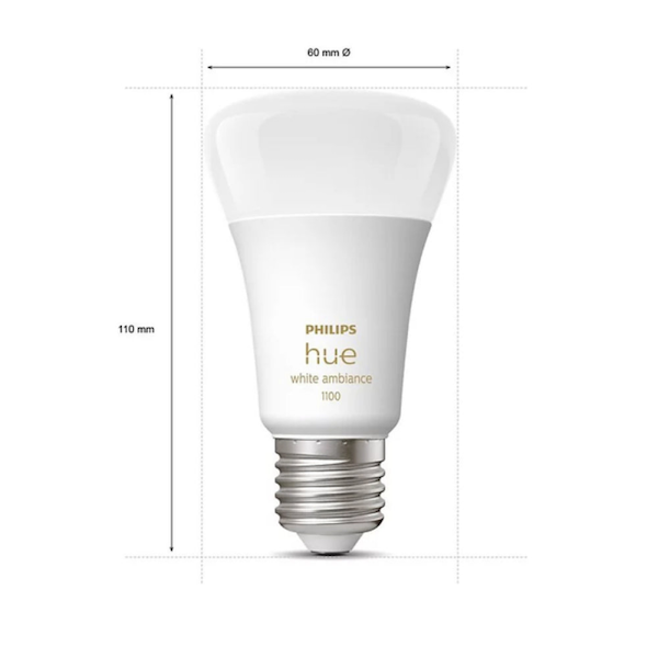 Philips 飛利浦 HUE E27 White Ambiance Bluetooth 11W Smart Light Bulbs (1100lm) (黃白調光) 智能燈泡 A60