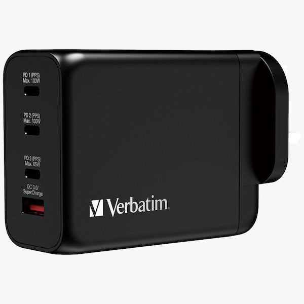 Verbatim 4 Port GAN PD3.0 200W PD & QC3.0 USB牆插充電器 (66703)【香港行貨】