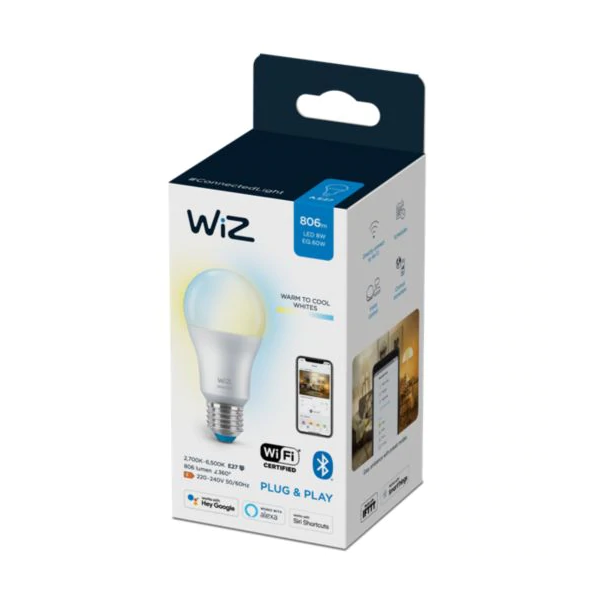 WiZ Wi-Fi智能LED燈泡 - 8W / E27螺頭 / A60 (Tunable White 黃白光)【香港行貨】