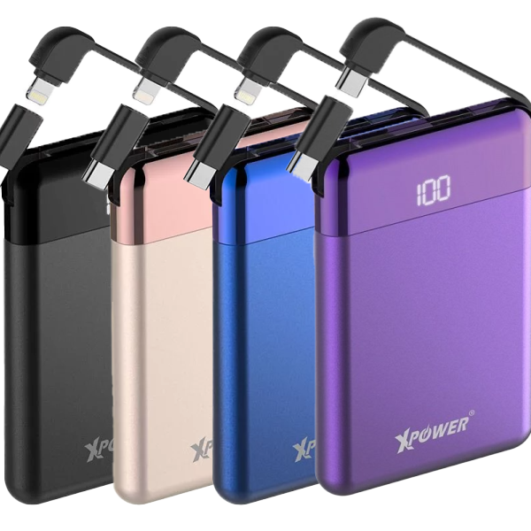 XPower PB8A Built-In Cable Power Bank 8000mAh 三合一插頭外置充電器【香港行貨】