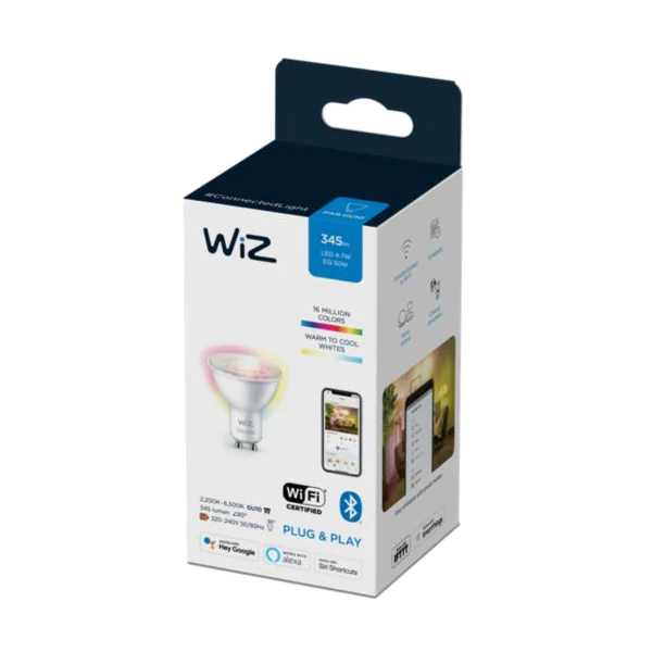 WiZ Wi-Fi智能LED燈泡– 4.7W / GU10 (黃白光+彩光)【香港行貨】