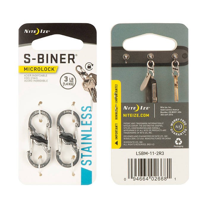 Nite Ize S-Biner® MicroLock® Stainless Steel (2pack) 迷你8字帶鎖不鏽鋼扣