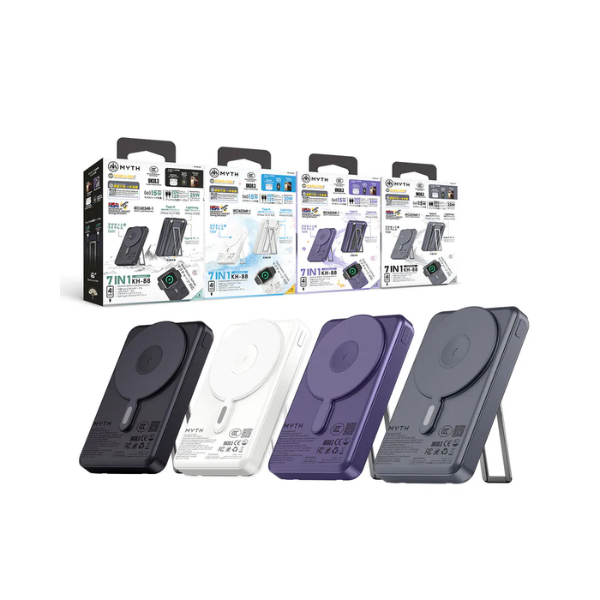 Myth KH88 7合1 10000mAh PD 3.0 雙內置線+磁吸無線移動電源連支架【原裝行貨】