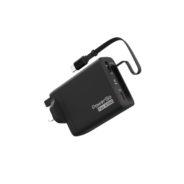 Elementz PowerGo Flex Si100 2C + 1A (氮化鎵) 帶線迷你充電器 PD-FS100【原裝行貨】