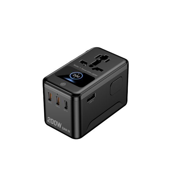 Tekko 1-Travel 200W PD3.0 數字顯示旅行轉換插 TA200S【原裝行貨】