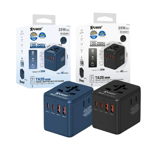 XPower TA25 7輸出 PD/PPS 25W Gan旅行充電器【原裝行貨】