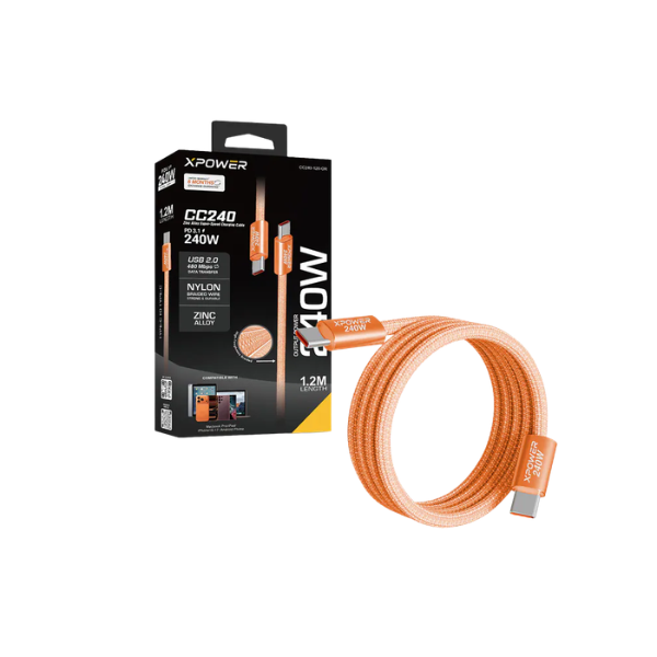 XPower CC240 240W 1.2米 鋅合金超速傳輸充電線【原裝行貨】