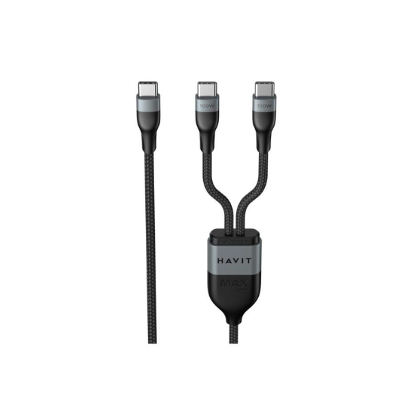 Havit CB6325 USB-C - USB-C + USB-C 2in1 PD100W 5A 1.2М【原裝行貨】
