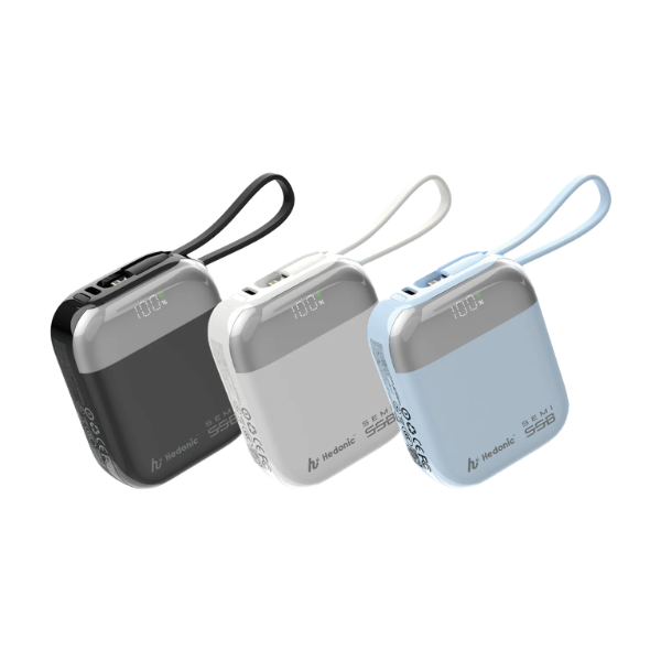 Hedonic Semi SSB PD 3.0 20W 內置USB-C & Lightning Cable 半固態行動電源 (A21-B)【原裝行貨】