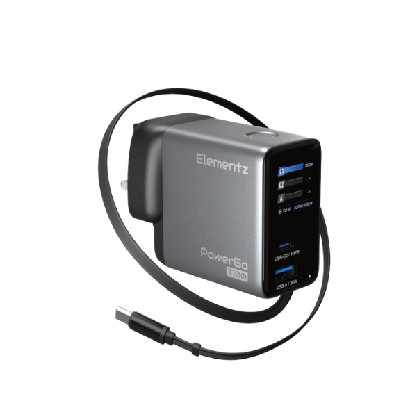 Elementz PowerGo T100 100W 2位 (1A1C) 充電器 PD-T100(BK)【原裝行貨】