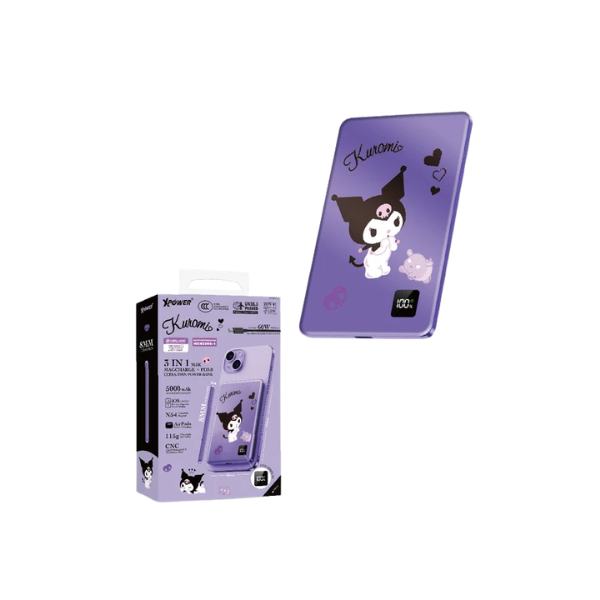 XPower x Sanrio M5K 3合1鋁合金數顯 5000mAh PD3.0+磁吸無線外置充電器【原裝行貨】