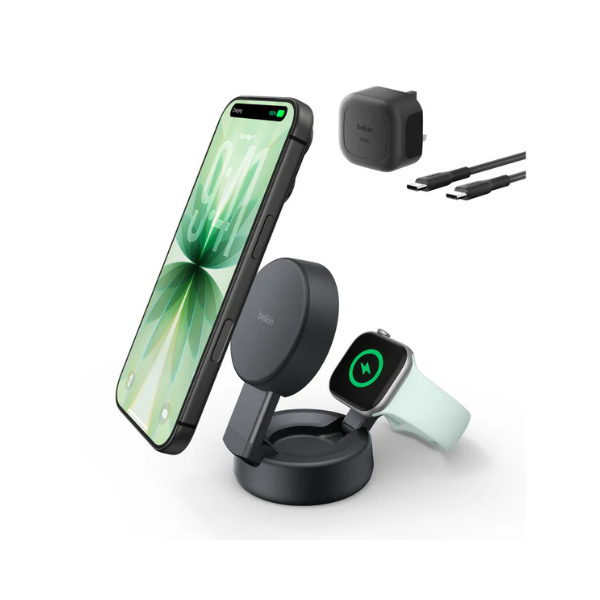 Belkin UltraCharge Pro Qi2 2合1 25W 可摺疊磁吸充電器【原裝行貨】