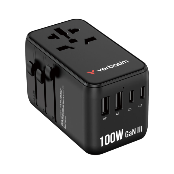 Verbatim Charge 'n' Travel 100W 通用旅行轉插 (附USB-C可伸縮充電線) 30185【原裝行貨】