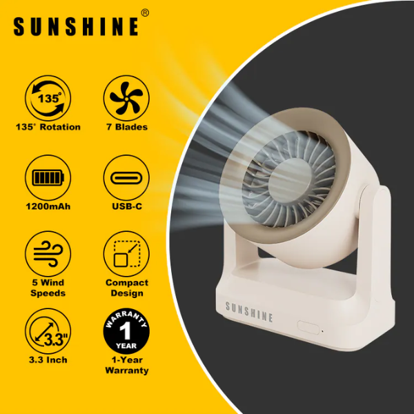 SUNSHINE 輕巧迷你座檯風扇 FAN-03【香港行貨】