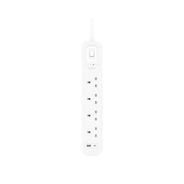 Belkin Connect Surge Protector 防雷保護拖板附USB-C及USB-A｜2米電線 【香港行貨】