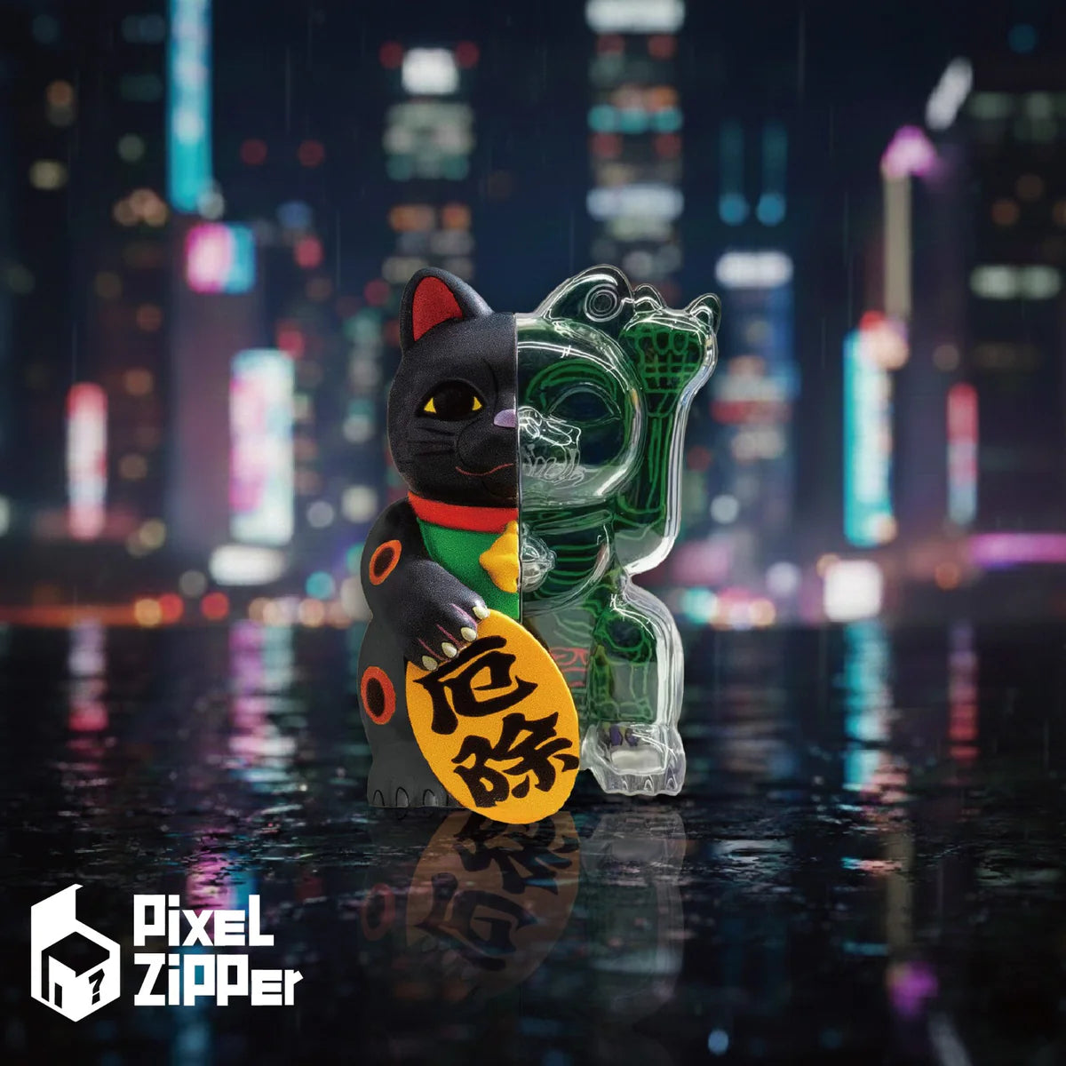 Pixel Zipper Kouun Neko 50:50 招財貓手辦盲盒