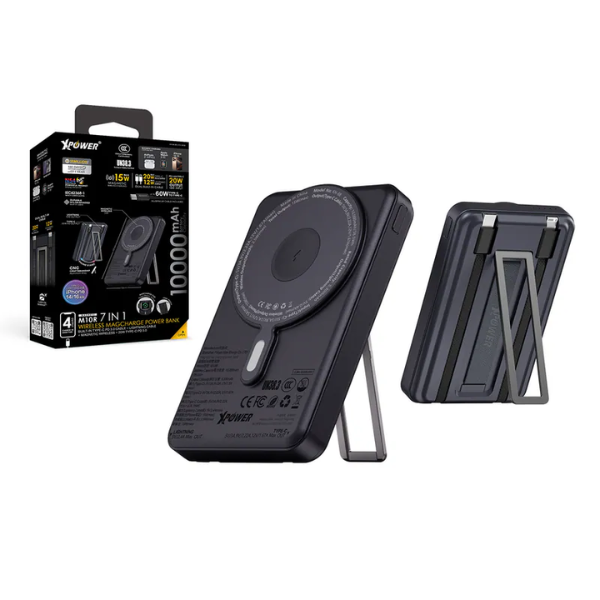 XPower M10R 7合1 10000mAh PD 3.0 雙內置線+磁吸無線移動電源連支架【原裝行貨】