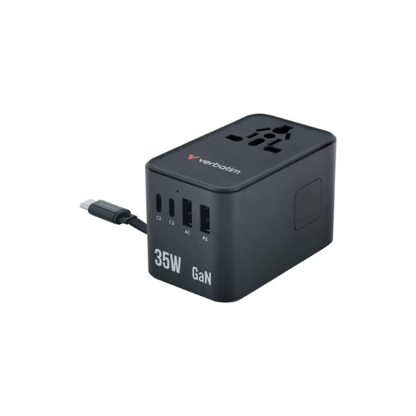 Verbatim 35W 通用旅行轉插 (附USB-C可伸縮充電線) 30244【香港行貨】