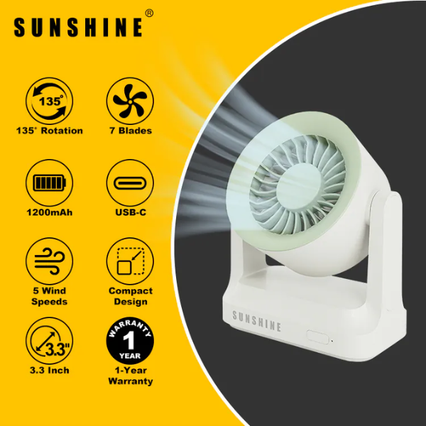 SUNSHINE 輕巧迷你座檯風扇 FAN-03【香港行貨】