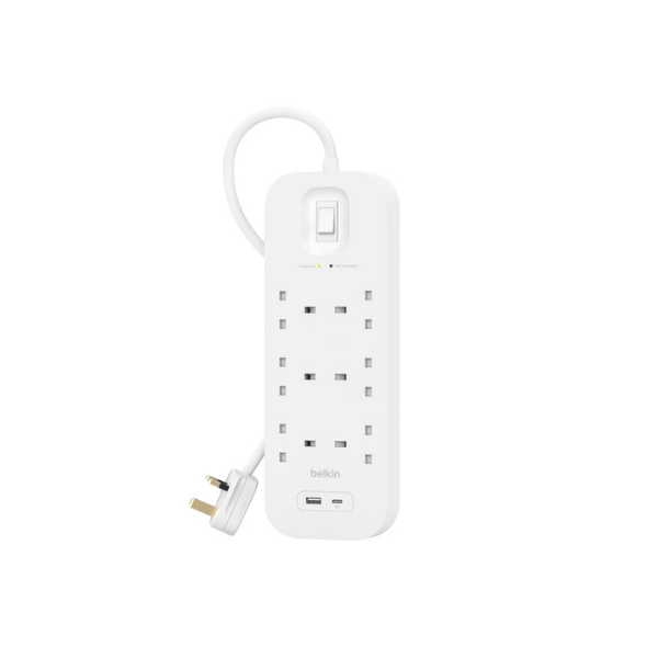 Belkin Connect Surge Protector 防雷保護拖板附USB-C及USB-A｜2米電線 【香港行貨】