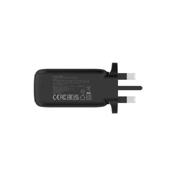 Verbatim 140W 迷你GaN牆式充電器 (帶顯示屏+英規插頭) 30248【原裝行貨】