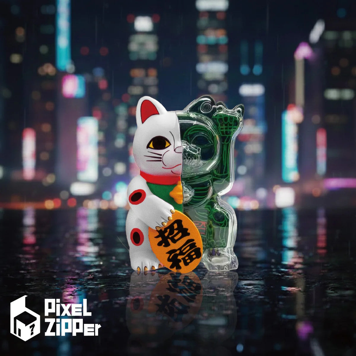 Pixel Zipper Kouun Neko 50:50 招財貓手辦盲盒