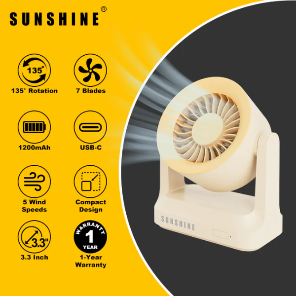 SUNSHINE 輕巧迷你座檯風扇 FAN-03【香港行貨】