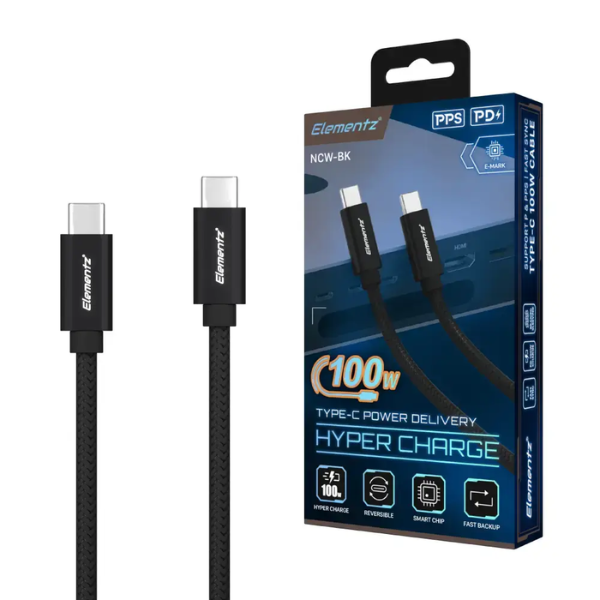 Elementz TYPE-C to C 100W充電傳輸線【原裝行貨】
