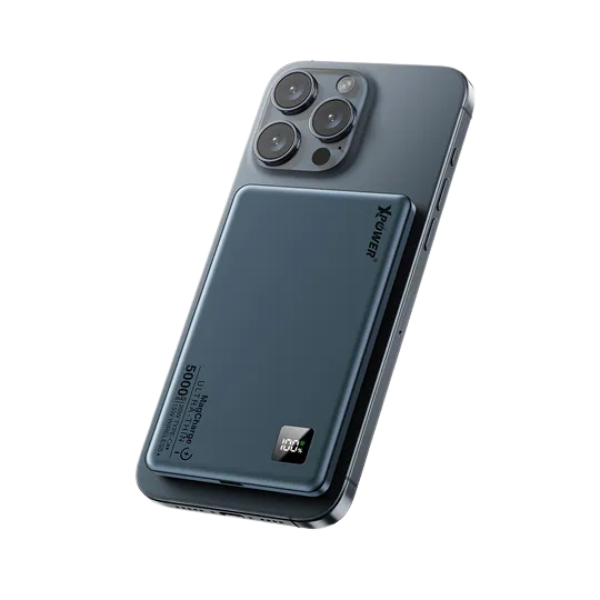 XPower M5K 3合1鋁合金數顯 5000mAh PD3.0+磁吸無線外置充電器【原裝行貨】