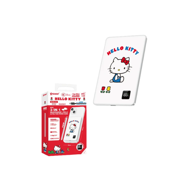 XPower x Sanrio M5K 3合1鋁合金數顯 5000mAh PD3.0+磁吸無線外置充電器【原裝行貨】