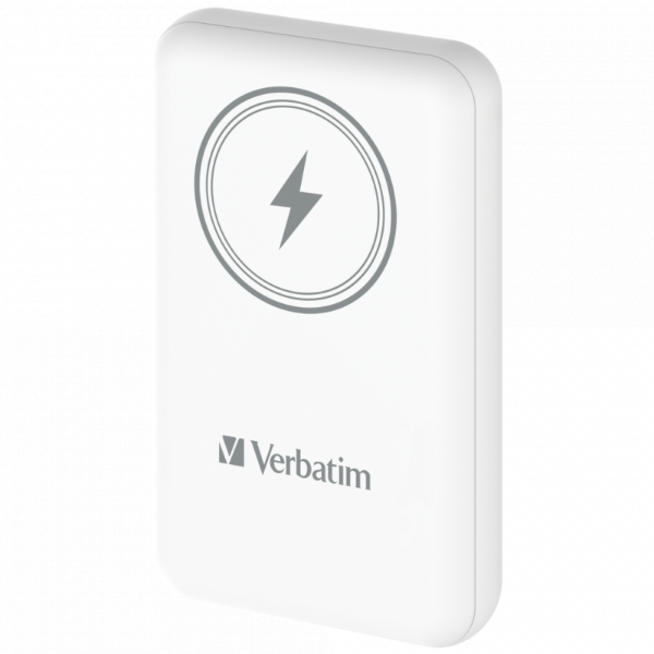 Verbatim 10000mAh Magnetic Wireless Power Pack 磁吸無線流動充電池附摺疊支架 WHITE (66905) 【香港行貨】