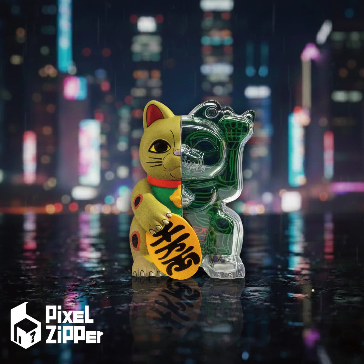 Pixel Zipper Kouun Neko 50:50 招財貓手辦盲盒