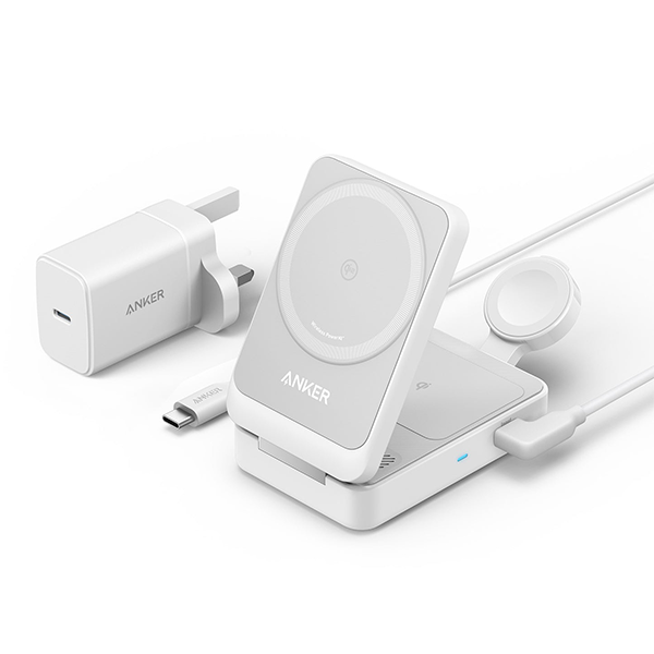 Anker MagGo Wireless Charging Station 可摺疊充電座組合 (15W, Foldable 3-in-1) (B2557)【原裝行貨】