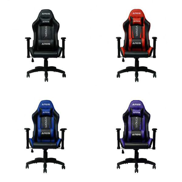 ARES VENOM Series Gaming Chair 人體工學高背電競椅（黑色／紅色／藍色／紫色）【原裝行貨】