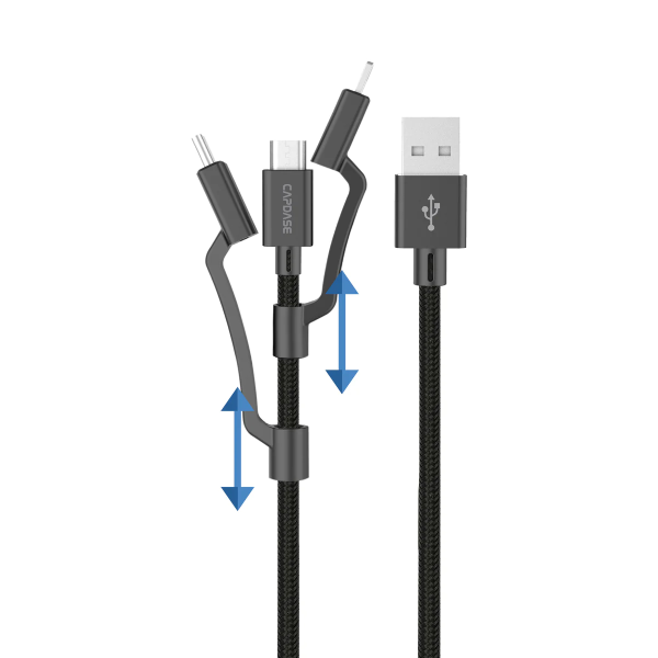 Capdase 3合1充電線 Metallic AM-CL2_2M 3 in 1 USB-A to Micro-USB Lightning and USB-C Cable 2M HCCB-M901【原裝行貨】