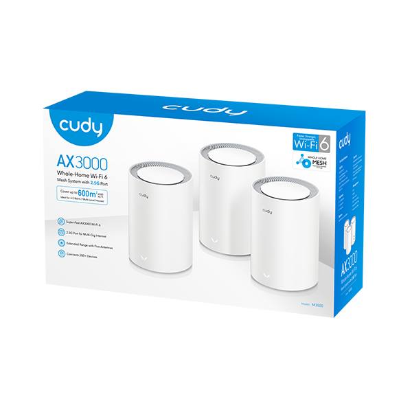 Cudy M3000系列 AX3000 Wi-Fi 6 Mesh Router 家用網狀路遊器【原裝行貨】