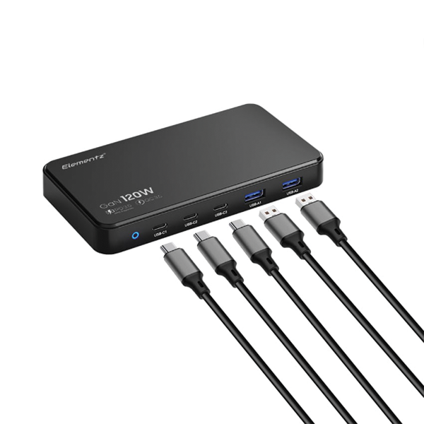 Elementz 3C2A 5 Ports 120W GaN PD 快速充電器 PD-120 GaN【原裝行貨】