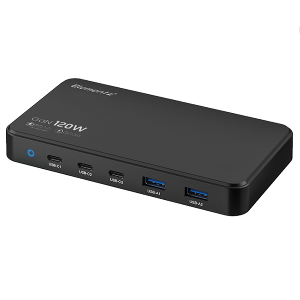 Elementz 3C2A 5 Ports 120W GaN PD 快速充電器 PD-120 GaN【原裝行貨】