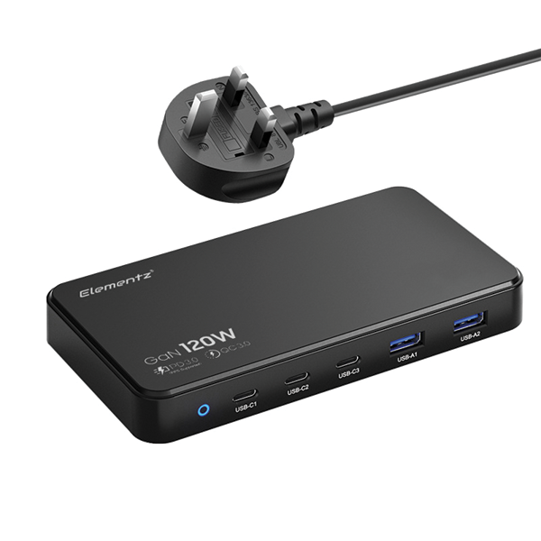 Elementz 3C2A 5 Ports 120W GaN PD 快速充電器 PD-120 GaN【原裝行貨】