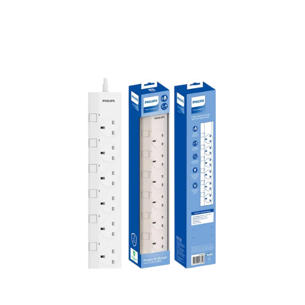PHILIPS 3米六位獨立開關電拖板 CHP3160WB/82【原裝行貨】
