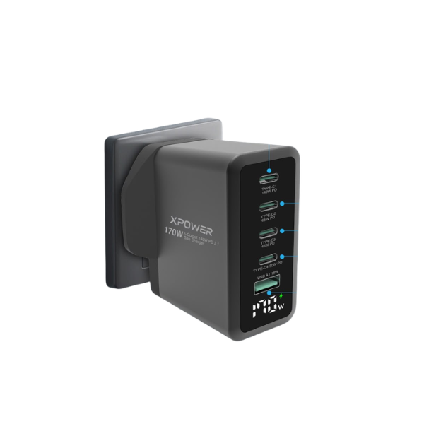 XPower 5 輸出PD 3.1 Gan 數顯充電器 170W 028【原裝行貨】