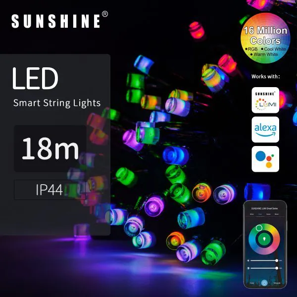 Sunshine 18M IP44 WiFi+藍芽 RGB彩光智能燈串 VG-PI20RGB【香港行貨】