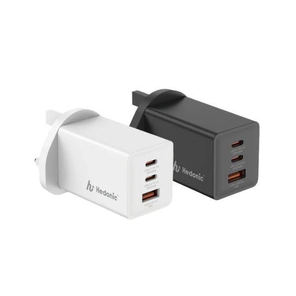 Hedonic 3 Port PD 3.0 65W GAN Pro UK Plug Charger (81075黑色/ 81076白色)【原裝行貨】