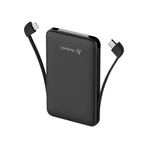 Hedonic 5000mAh (18.5 Wh) 輕巧充電池 連Lightning & USB-C 嵌入式充電線 (黑色/白色)【原裝行貨】