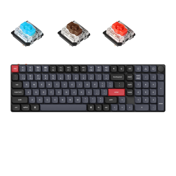 Keychron K17 Pro QMK/VIA 無線客製化機械式熱拔插薄軸鍵盤 with Knob (紅/青/茶軸)【原裝行貨】】
