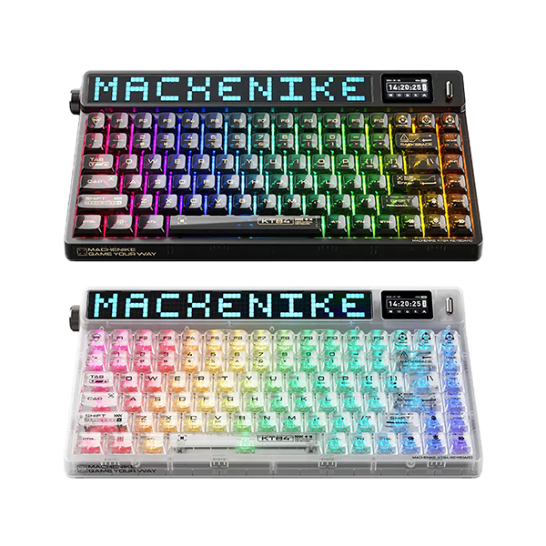 MACHENIKE KT84 LED RGB 雙顯示屏機械鍵盤 - LED 自定顯示屏丨TFT 多功能顯示屏丨熱插拔軸體丨Gasket 結構丨三模連接功能丨類復古設計 (KB-MKT8PYW/KB-MKT8PIW/KB-MKT8PYB/KB-MKT8PIB)【原裝行貨】